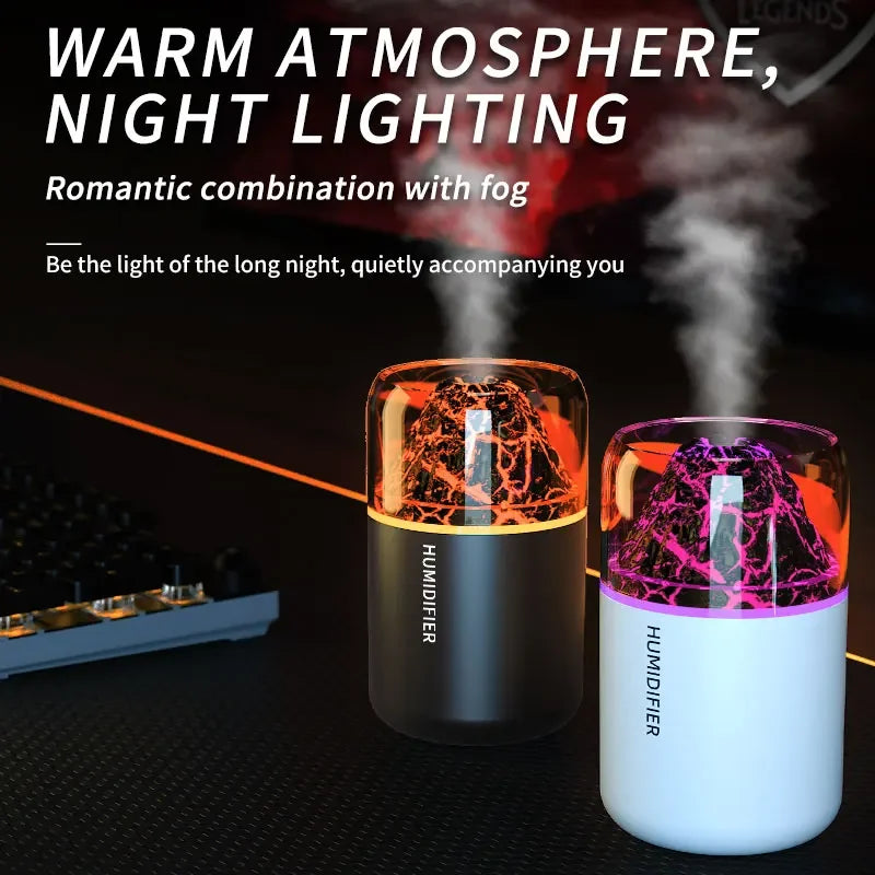 The Simulated Volcanic 180ML Air Humidifier Aromatherapy Aroma Diffuser Essential Oil with Colorful Lights for Home Car Bedroom
