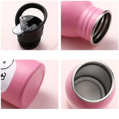 500ML Stainless Steel Water Bottle with Straw Kawaii Water Bottle Children's Sport Bottle Leak Proof Durable Kettle Eco-Friendly