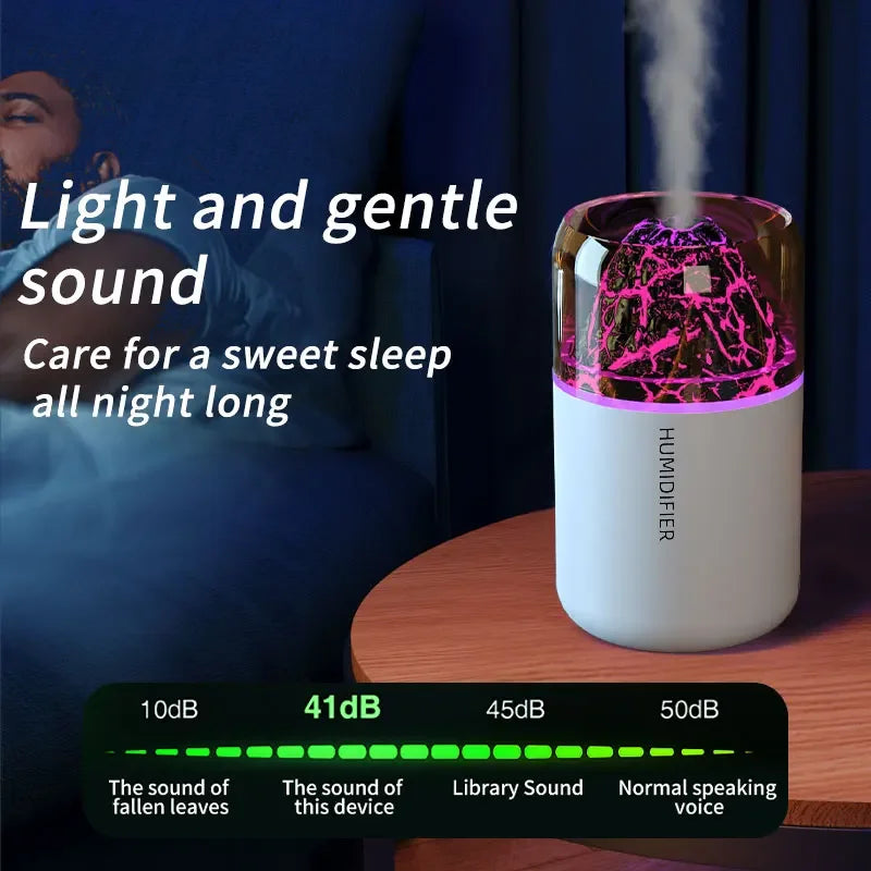 The Simulated Volcanic 180ML Air Humidifier Aromatherapy Aroma Diffuser Essential Oil with Colorful Lights for Home Car Bedroom
