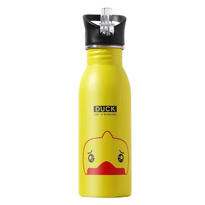 500ML Stainless Steel Water Bottle with Straw Kawaii Water Bottle Children's Sport Bottle Leak Proof Durable Kettle Eco-Friendly