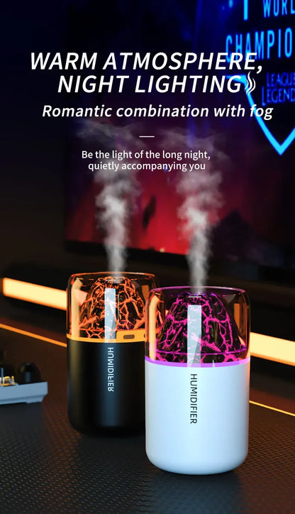 The Simulated Volcanic 180ML Air Humidifier Aromatherapy Aroma Diffuser Essential Oil with Colorful Lights for Home Car Bedroom