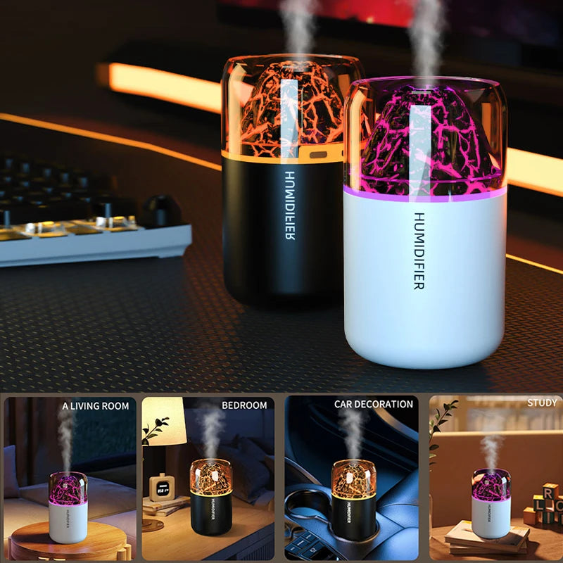 The Simulated Volcanic 180ML Air Humidifier Aromatherapy Aroma Diffuser Essential Oil with Colorful Lights for Home Car Bedroom