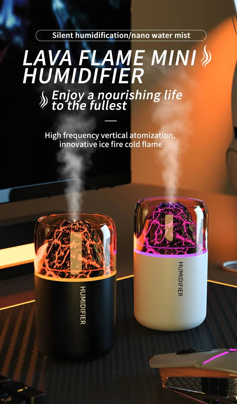 The Simulated Volcanic 180ML Air Humidifier Aromatherapy Aroma Diffuser Essential Oil with Colorful Lights for Home Car Bedroom