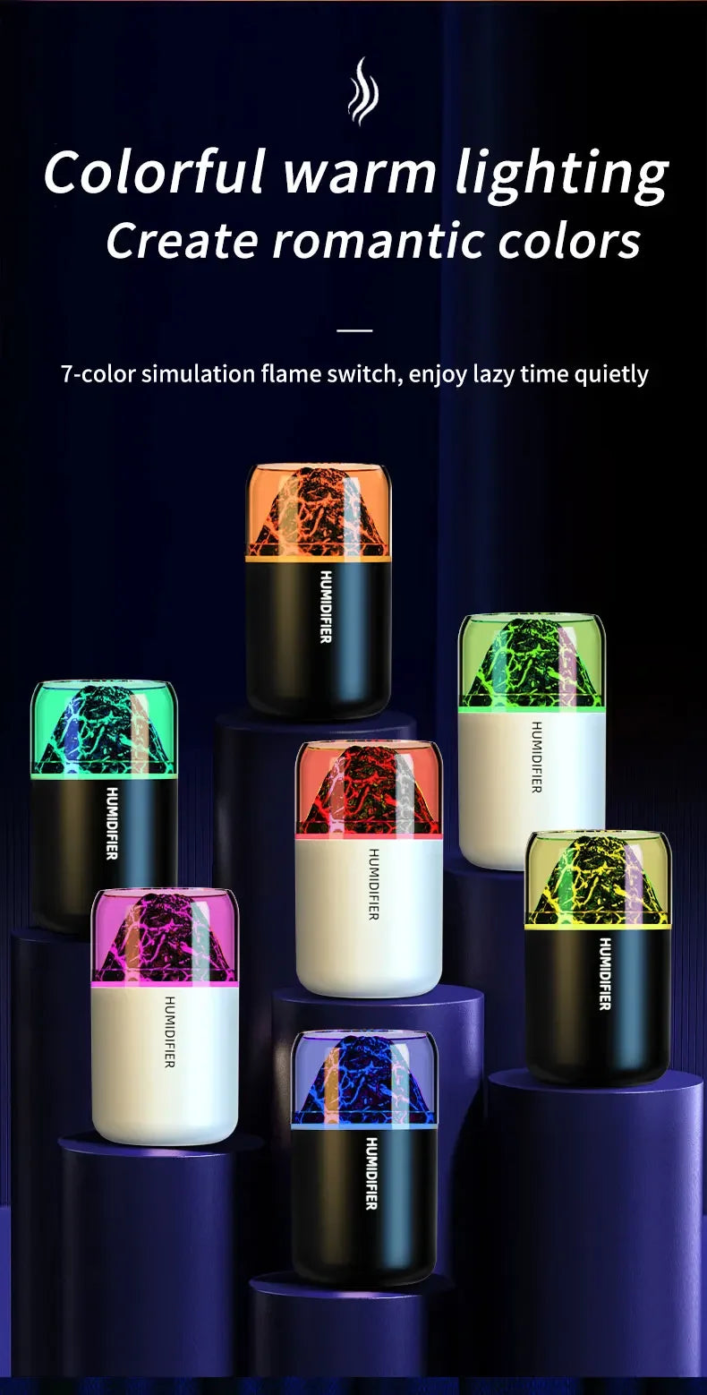 The Simulated Volcanic 180ML Air Humidifier Aromatherapy Aroma Diffuser Essential Oil with Colorful Lights for Home Car Bedroom