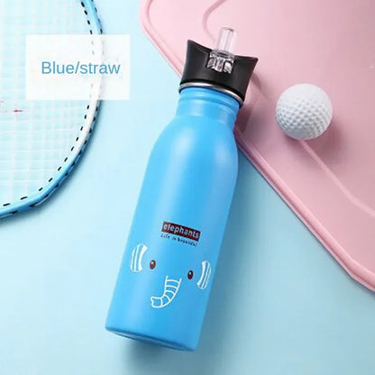 500ML Stainless Steel Water Bottle with Straw Kawaii Water Bottle Children's Sport Bottle Leak Proof Durable Kettle Eco-Friendly