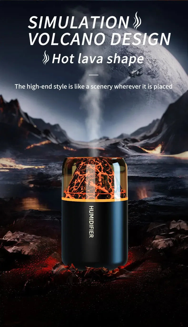 The Simulated Volcanic 180ML Air Humidifier Aromatherapy Aroma Diffuser Essential Oil with Colorful Lights for Home Car Bedroom