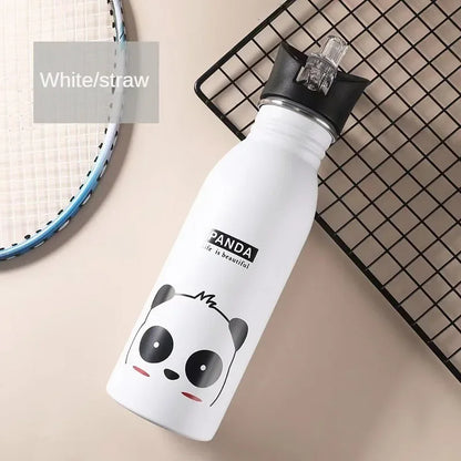 500ML Stainless Steel Water Bottle with Straw Kawaii Water Bottle Children's Sport Bottle Leak Proof Durable Kettle Eco-Friendly