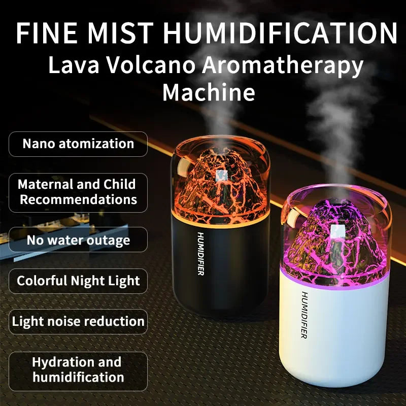 The Simulated Volcanic 180ML Air Humidifier Aromatherapy Aroma Diffuser Essential Oil with Colorful Lights for Home Car Bedroom
