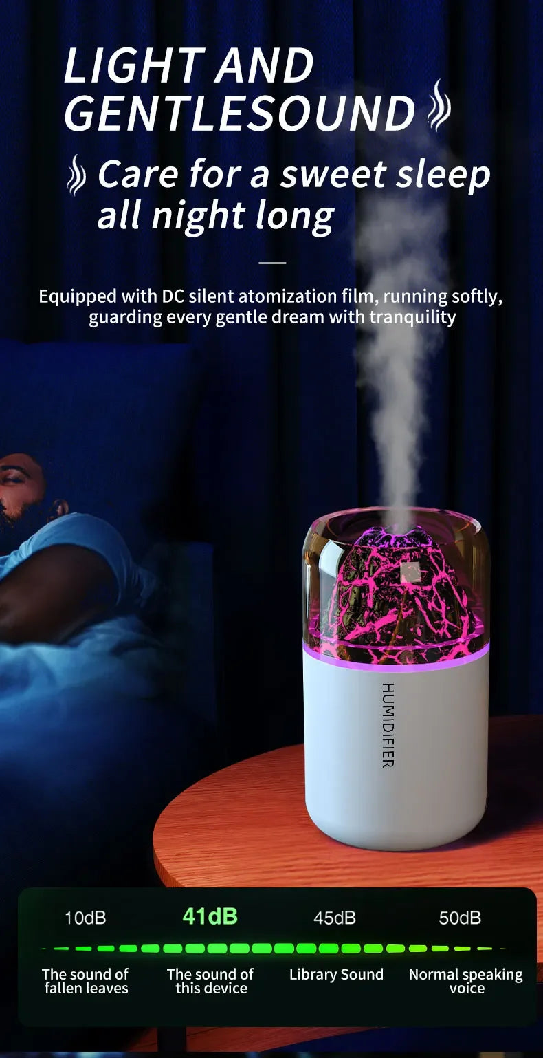 The Simulated Volcanic 180ML Air Humidifier Aromatherapy Aroma Diffuser Essential Oil with Colorful Lights for Home Car Bedroom