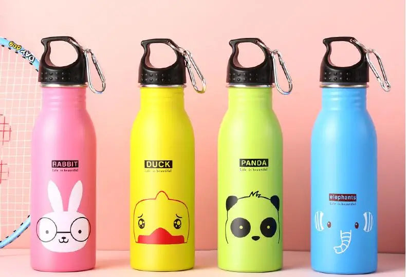500ML Stainless Steel Water Bottle with Straw Kawaii Water Bottle Children's Sport Bottle Leak Proof Durable Kettle Eco-Friendly