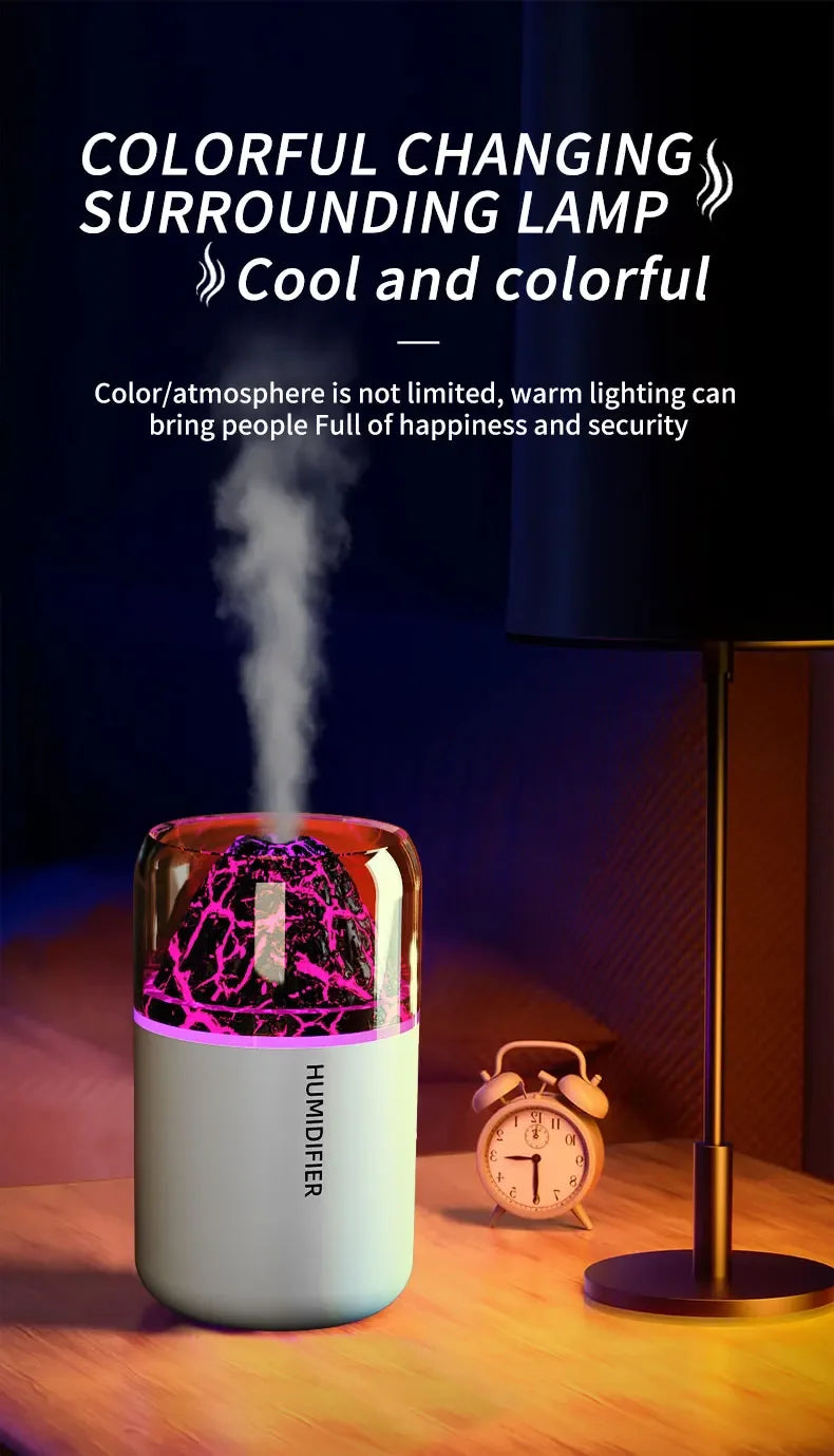 The Simulated Volcanic 180ML Air Humidifier Aromatherapy Aroma Diffuser Essential Oil with Colorful Lights for Home Car Bedroom